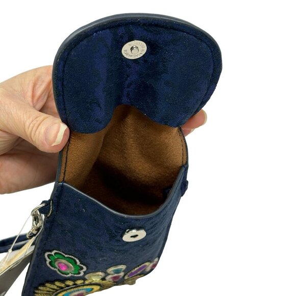 TRESKA Blue Mini Crossbody Bag Wristlet Floral Boho Studded NWT - Picture 5 of 6